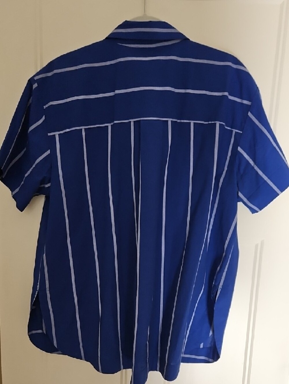 Women's Madewell Royal Blue Short-Sleeve Button-Down with White Stripes - Picture 4 of 4
